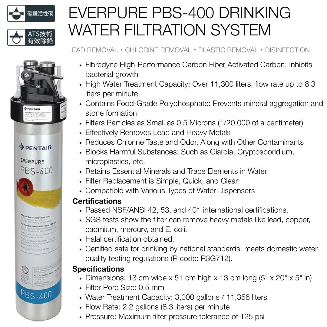 PENTAIR EVERPURE PBS-400  DRINKING WATER FILTRATION SYSTEM