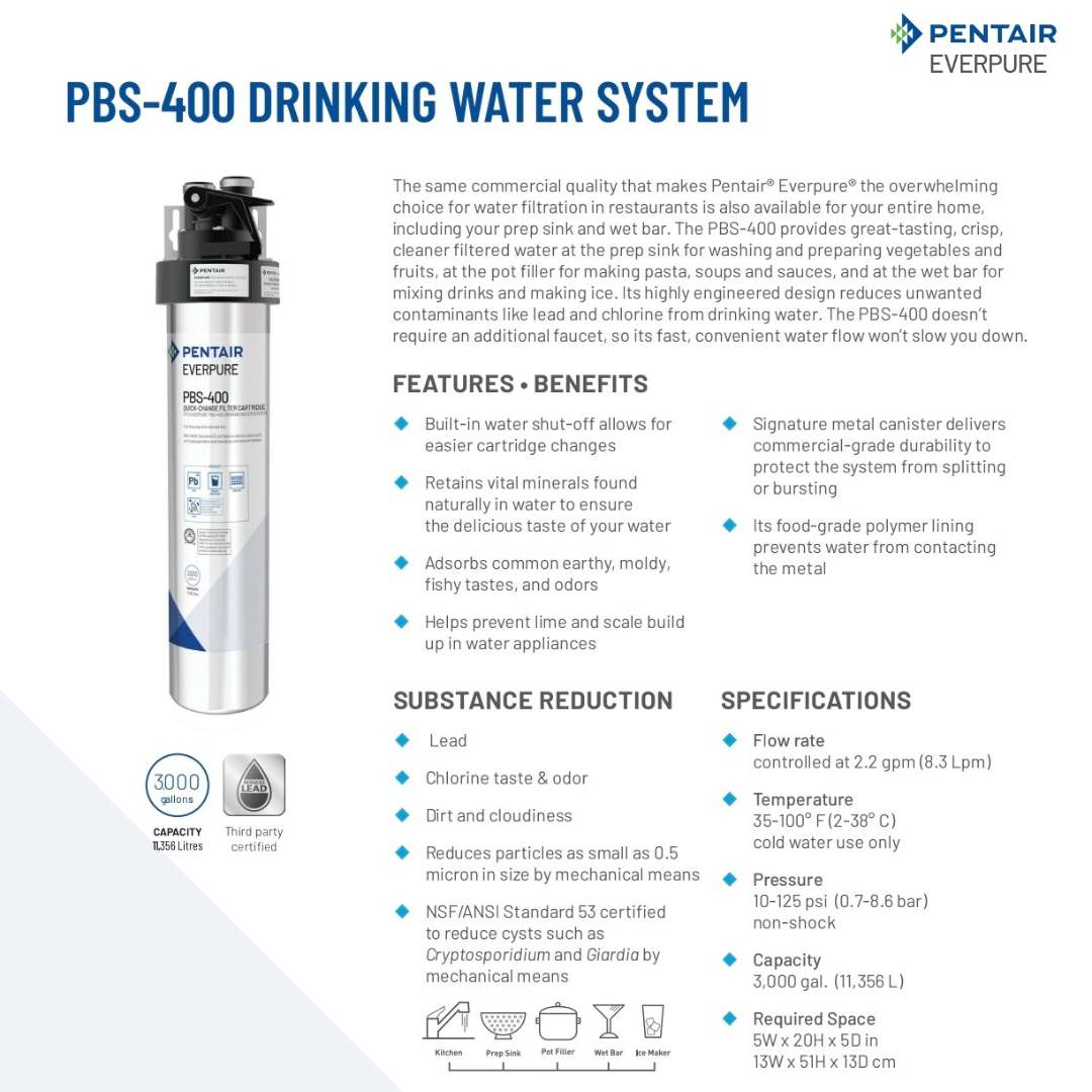 PENTAIR EVERPURE PBS-400  DRINKING WATER FILTRATION SYSTEM